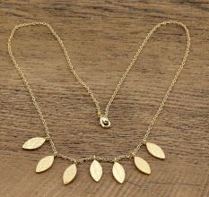Brass Leaf charm necklace, 22k gold plated necklace for women, Handmade jewelry Manufacturer